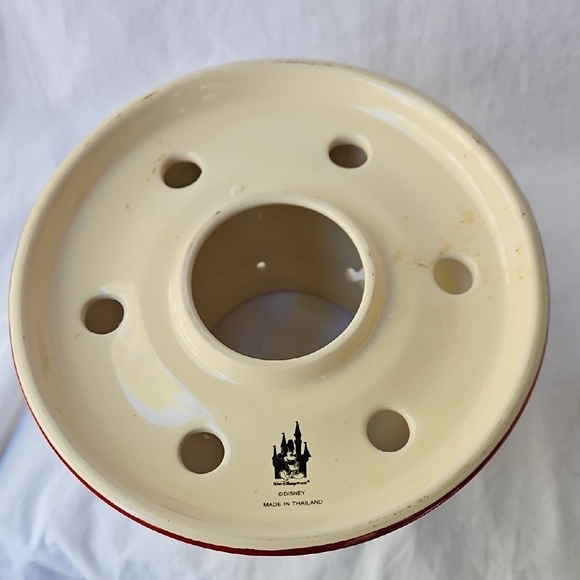 VINTAGE  CERAMIC  CANDLE JAR  SHADE  DISNEY WITH VICTORIAN  MICKEY AND  MINNIE - Picture 13 of 17